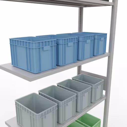 Aanbouwrekken, rekken, insteeksysteem MULTIplus150, 3000 x 1000 x 400 mm, 7 planken, RAL 7035 lichtgrijs van Schulte Lagertechnik uit de categorie insteeksystemen