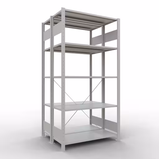 Afbeelding nr. 9 van het artikel basisplank, dubbele plank, legbordinsteeksysteem MULTIplus150, 2000 x 1000 x (2x400) mm, 2x5 legborden, kruisschoor, RAL 7035 lichtgrijs uit de productgroep legbordstellingen van Schulte Lagertechnik