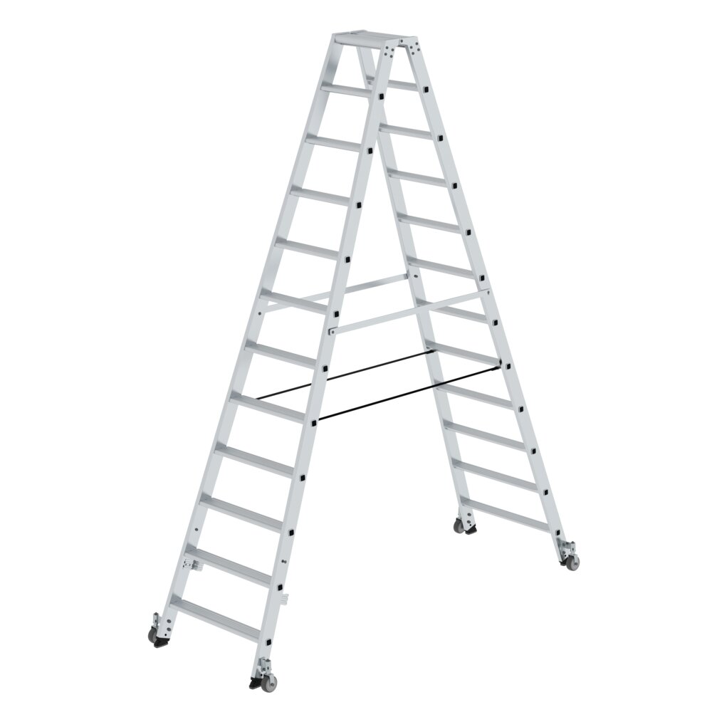 Munk trapladder, aan beide zijden toegankelijk, met wielen, uit de categorie trapladders, artikelnummer 041224