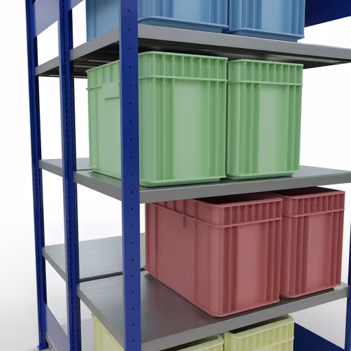 Basisplank, dubbele plank, stellingsysteem MULTIplus250, 2000 x 1000 x (2x600) mm, 2x5 planken, lengtestangen, RAL 5010 gentiaanblauw van Schulte Lagertechnik uit het rekkenprogramma