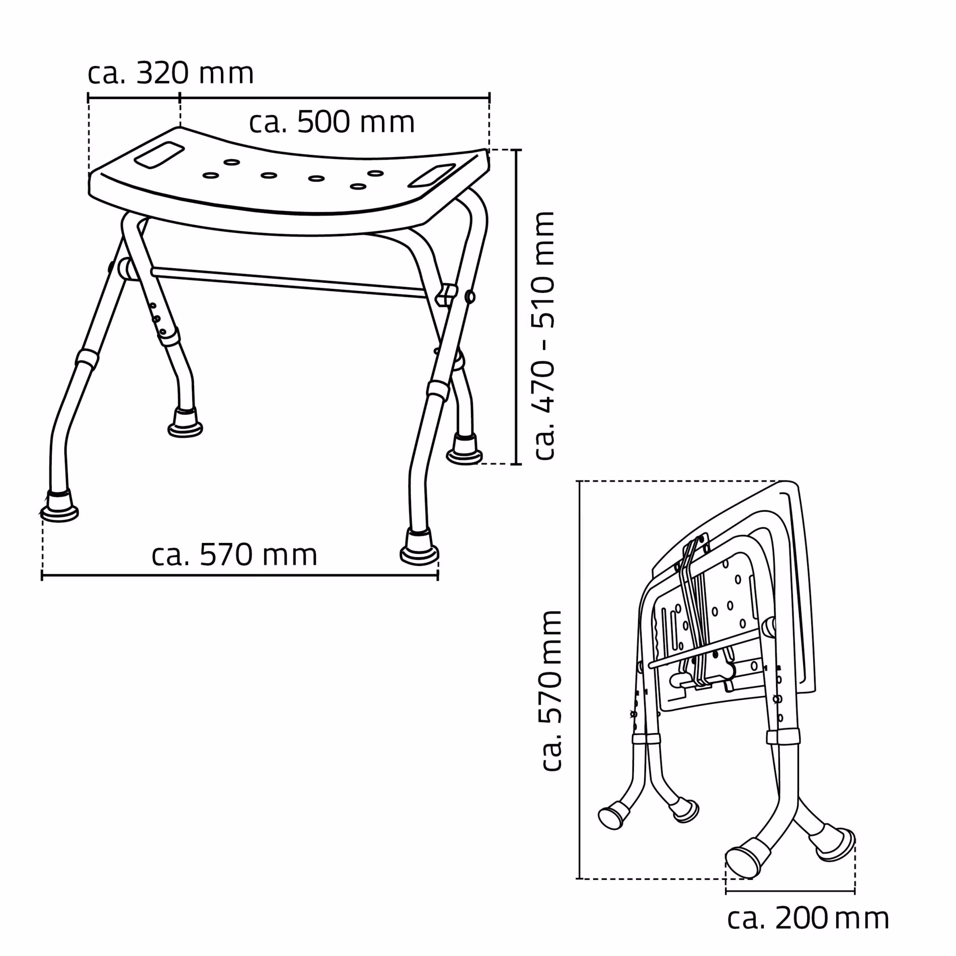 Extra afbeelding bij het artikel Badkamerkruk Sam, wit, opvouwbaar, in hoogte verstelbaar Extra afbeelding bij het artikel badkamerkruk Sam, wit, opvouwbaar, in hoogte verstelbaar gemaakt van krukken, stoelen, krukken