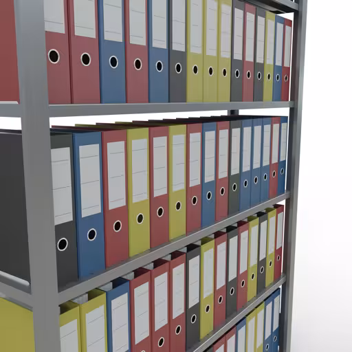 Extra afbeelding van het artikel Basisplank, kantoorstelling, insteeksysteem MULTIplus85, 2000 x 1300 x 300 mm, 6 legborden, kruisschoor, verzinkt, met stoplijst uit insteeksysteem