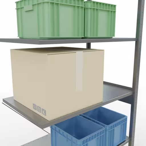 Productafbeelding nr. 16 van het artikel Aanbouwrekken, legbordstellingen, insteeksysteem MULTIplus85, 2500 x 1000 x 600 mm (HxBxD), 6 legborden, kruisschoor, verzinkt Figuur nr. 16 van het artikel aanbouwrekken, legbordstellingen, insteeksysteem MULTIplus85, 2500 x 1000 x 600 mm, 6 legborden, verzinkt uit de productgroep insteeksysteem van het merk Schulte Lagertechnik.