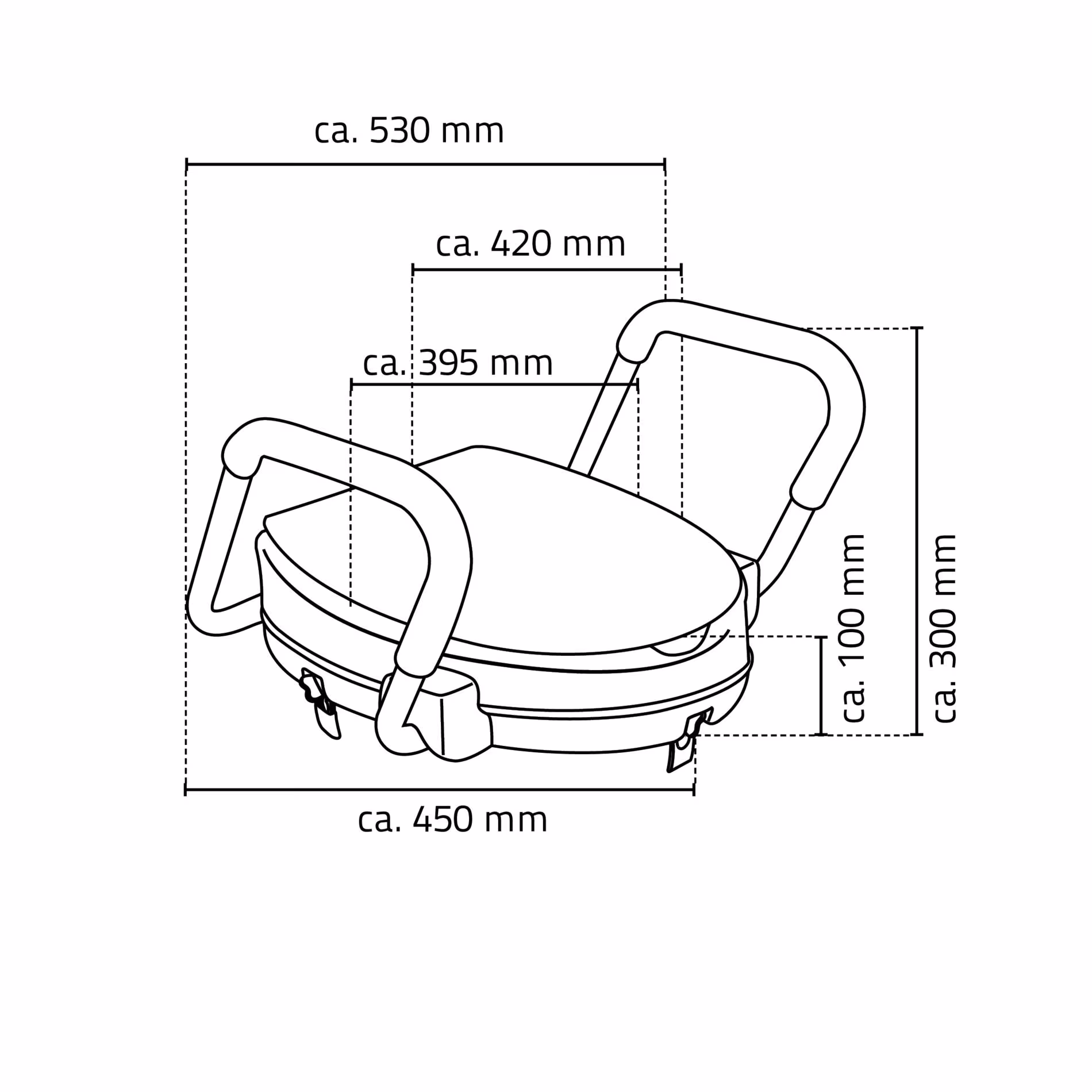Extra afbeelding bij het artikel Verhoogde toiletbril Sam ca. 10 cm, wit, met armleuningen van toiletzittingen