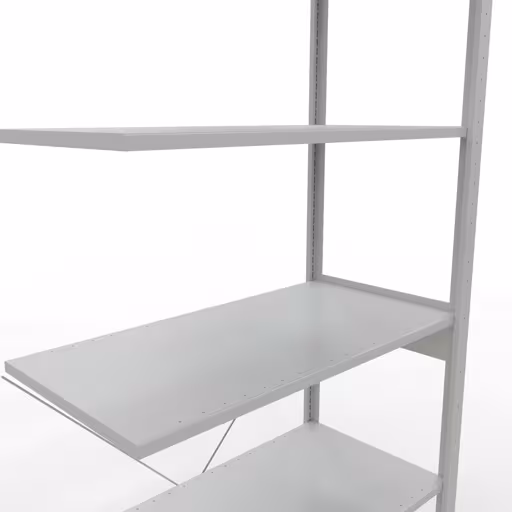 Aanbouwplank, hoekplank (veld C) 2500 x 1000 x 500, 6 planken, kruisschoor, RAL 7035 lichtgrijs met GTIN 4004514241535 Aanbouwplank, hoekplank (veld C) 2500 x 1000 x 500, 6 planken, kruisschoor, RAL 7035 lichtgrijs van Schulte Lagertechnik met het artikelnr. 32656-ECK