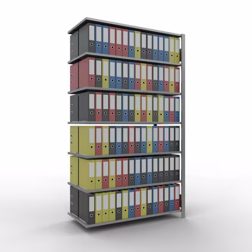 Afbeelding nr. 13 van het artikel, kantoorrekken, insteeksysteem MULTIplus150, 2300 x 1300 x 600 mm, 7 legborden, verzinkt, met middenaanslag uit de productgroep kantoorrekken van Schulte Lagertechnik