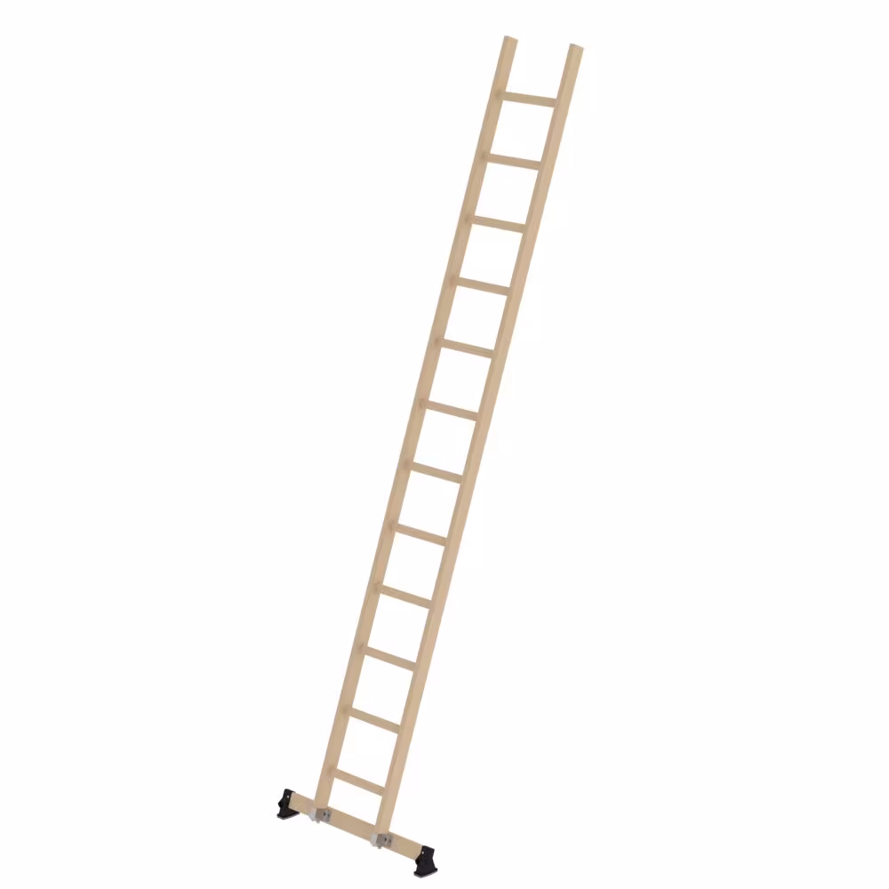 Munk-sport-verlengladder, hout, nivello® traverse, 12 sporten, van Günzburger Steigtechnik Munk houten sportladder met Nivello® dwarsbalk, uit de categorie uitschuifladders, artikelnummer 033117