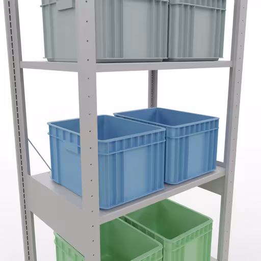 Basisplank, legbord, insteeksysteem MULTIplus150, 2500 x 750 x 500 mm (HxBxD), 6 legborden, kruisschoor, RAL 7035 lichtgrijs met artikelnr. 32651-75 Basisplank, legbord, insteeksysteem MULTIplus150, 2500 x 750 x 500 mm, 6 planken, RAL 7035 lichtgrijs van Schulte Lagertechnik uit de categorie insteeksysteem