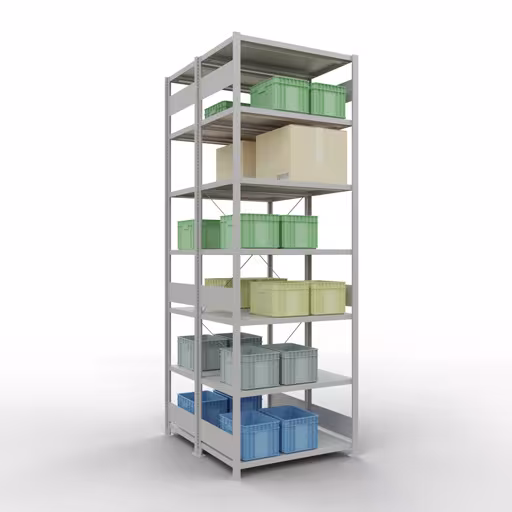 Basisplank, dubbele plank, rekkensysteem MULTIplus250, 3000 x 1000 x (2x600) mm, 2x7 planken, kruisschoor, RAL 7035 lichtgrijs van Schulte Lagertechnik met het artikelnr. 32162-G