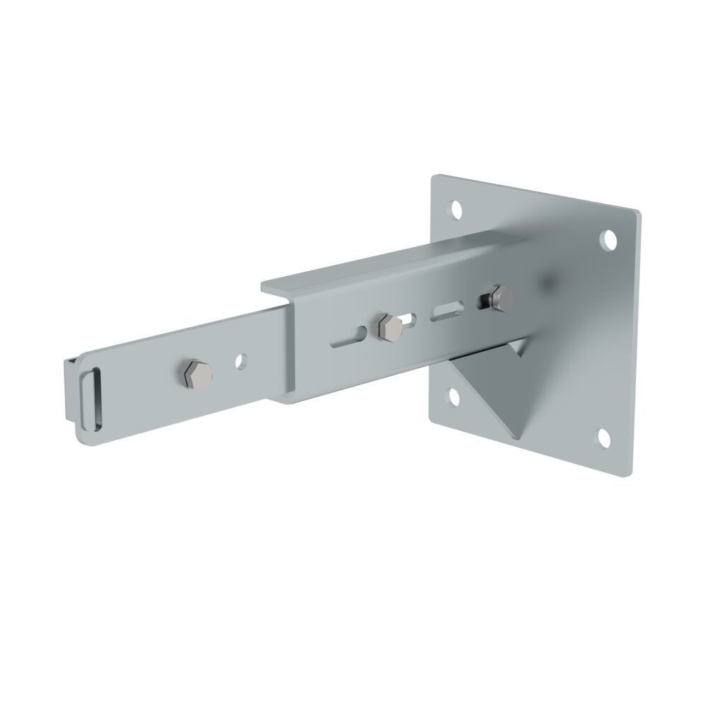 Munk muurbeugel met klembeugel, verstelbaar 375-500 mm, gegalvaniseerd staal van Günzburger Steigtechnik Munk muurbeugel, verstelbaar, gegalvaniseerd staal, uit de categorie accessoires en reserveonderdelen voor hoogwerkers, artikelnummer 063269