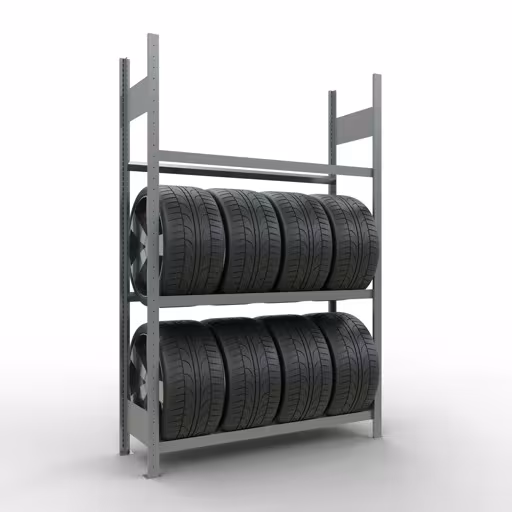 Figuur nr. 13 van het artikel basisrek, wielen-/bandenrek, 2000 x 1300 x 400 mm, verzinkt, 3 opslagniveaus met 150 kg vakbelasting per niveau uit de productgroep stellingrekken van Schulte Lagertechnik