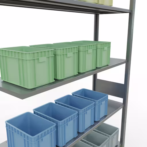 Aanbouwrekken, legborden, insteeksysteem MULTIplus150, 3000 x 1300 x 400 mm (HxBxD), 7 legborden, lengtestangen, verzinkt met GTIN 4004514280237 Aanbouwrekken, legbordstellingen, insteeksysteem MULTIplus150, 3000 x 1300 x 400 mm, 7 legborden, lengtestangen, verzinkt van Schulte Lagertechnik met artikelnr. 12747-130-LR