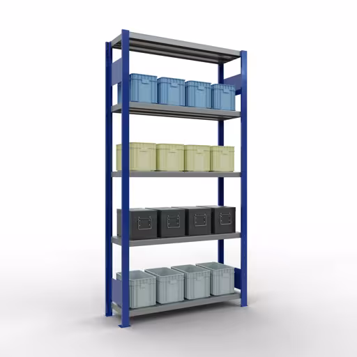 Basisplank, legplank, insteeksysteem MULTIplus330, 2000 x 1000 x 300 mm, 5 legborden, lengtestangen, RAL 5010 gentiaanblauw/verzinkt van Schulte Lagertechnik uit het assortiment insteeksysteem