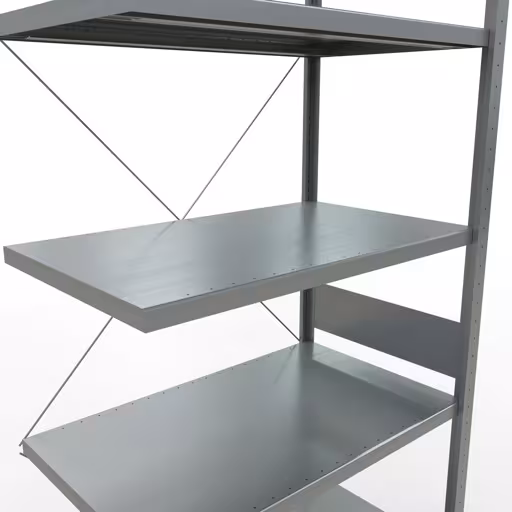 Figuur nr. 15 van het artikel aanbouwrekken, legbordstellingen, insteeksysteem MULTIplus330, 3000 x 1000 x 600 mm, 7 legborden, kruisschoor, verzinkt uit de productgroep insteeksysteem van Schulte Lagertechnik.