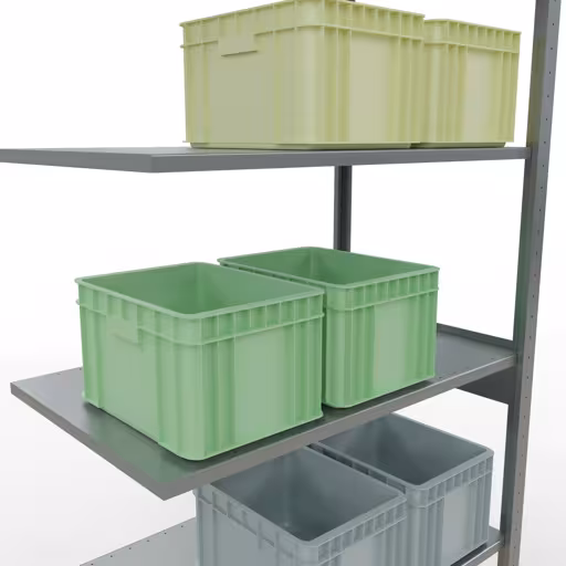 Productafbeelding nr. 15 van het artikel Aanbouwrekken, legbordstellingen, insteeksysteem MULTIplus85, 2500 x 1000 x 600 mm (HxBxD), 6 legborden, lengtestangen, verzinkt Figuur nr. 15 van het artikel aanbouwrekken, legbordstellingen, insteeksysteem MULTIplus85, 2500 x 1000 x 600 mm, 6 legborden, verzinkt uit de productgroep insteeksysteem van het merk Schulte Lagertechnik.