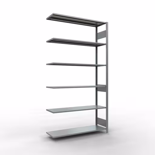 Aanbouwrekken, legbordstellingen, insteeksysteem MULTIplus150, 2500 x 1300 x 400 mm, 6 legborden, lengtestangen, verzinkt van Schulte Lagertechnik met artikelnr. 12746-130-LR