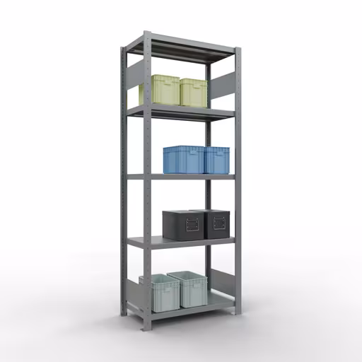 Productafbeelding nr. 14 van het artikel basisplank, legbord, insteeksysteem MULTIplus250, 2000 x 750 x 400 mm (HxBxD), 5 legborden, lengtestangen, verzinkt Figuur nr. 14 van het artikel basisrek, legbord, insteeksysteem MULTIplus250, 2000 x 750 x 400 mm, 5 legborden, lengtestangen, verzinkt uit de insteeksysteem productgroep van Schulte Lagertechnik.