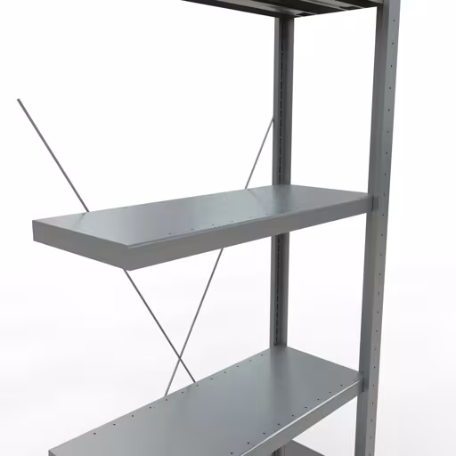 Productafbeelding nr. 15 van het artikel Aanbouwplank, legbord, insteeksysteem MULTIplus250, 2000 x 750 x 300 mm, 5 legborden, kruisschoor, verzinkt uit het assortiment insteeksysteem van het merk Schulte Lagertechnik