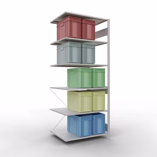 Figuur nr. 12 van het artikel aanbouwrekken, legbordstellingen, insteeksysteem MULTIplus150, 2500 x 1000 x 800 mm, 6 legborden, kruisschoor, RAL 7035 lichtgrijs uit de productgroep insteeksysteem van Schulte Lagertechnik