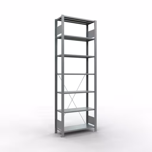 Figuur nr. 11 van het artikel, kantoorrekken, insteeksysteem MULTIplus85, 2300 x 750 x 300 mm, 7 planken, verzinkt, zonder aanslaglijst uit de productgroep kantoorrekken van Schulte Lagertechnik.