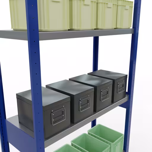 Basisplank, legplank, insteeksysteem MULTIplus250, 3000 x 1000 x 400 mm, 7 legborden, RAL 5010 gentiaanblauw/verzinkt van Schulte Lagertechnik uit de categorie insteeksystemen
