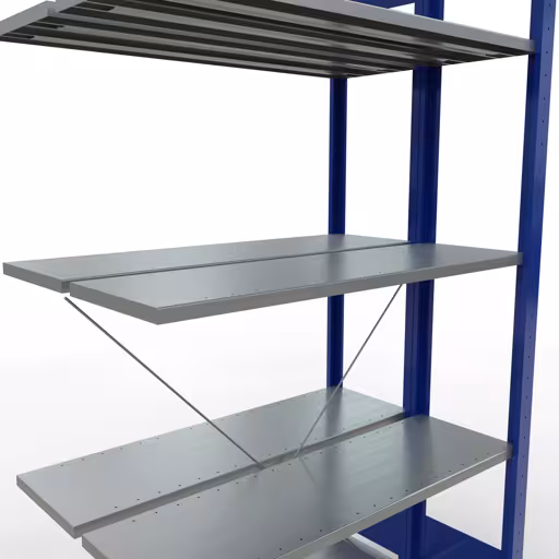 Andere weergave van het artikel Aanbouwplank, dubbele plank, legplank-insteeksysteem MULTIplus150, 2000 x 1000 x (2x300) mm, 2x5 legborden, RAL 5010 gentiaanblauw uit de categorie legborden