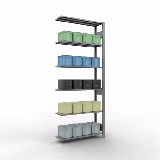 Figuur nr. 15 van het artikel aanbouwrekken, legbordstellingen, insteeksysteem MULTIplus85, 2500 x 1000 x 300 mm, 6 legborden, verzinkt uit de productgroep insteeksysteem van het merk Schulte Lagertechnik.