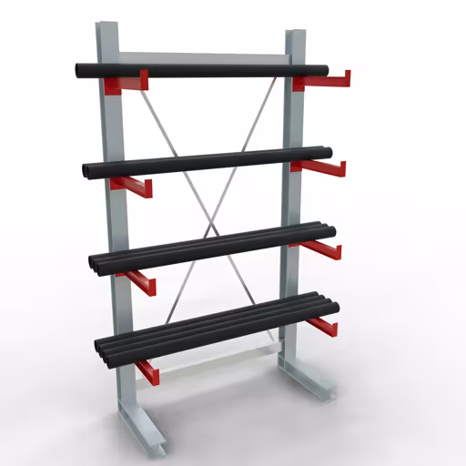 Afbeelding nr. 11 van het artikel K 3000 complete stelling, eenzijdig, 2500 x 1300 x 500 mm, RAL 7001 / RAL 3000, 5 opslagniveaus uit de productgroep draagarmstellingen van Schulte Lagertechnik