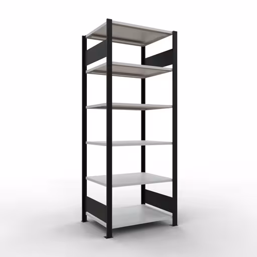 , kantoorrekken, insteeksysteem MULTIplus150, 2000 x 750 x 600 mm, 6 planken, zonder middenaanslag, zwart/lichtgrijs van Schulte Lagertechnik uit het assortiment kantoorrekken
