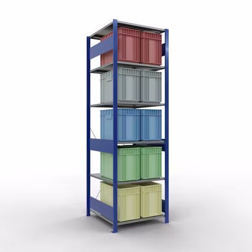 Basisplank, legbord, insteeksysteem MULTIplus150, 2500 x 750 x 800 mm, 6 legborden, RAL 5010 gentiaanblauw/verzinkt/verzinkt van het merk Schulte Lagertechnik uit het plug-in systeem-assortiment