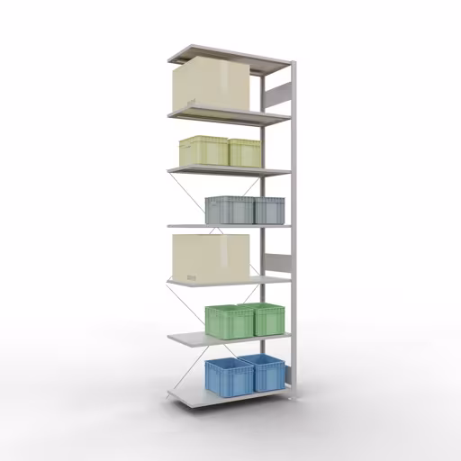 Figuur nr. 13 van het artikel aanbouwrekken, legbordstellingen, insteeksysteem MULTIplus85, 3000 x 1000 x 500 mm, 7 legborden, RAL 7035 lichtgrijs uit de productgroep insteeksysteem van het merk Schulte Lagertechnik.
