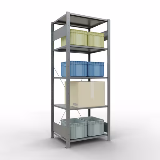 Basisplank, legbord, insteeksysteem MULTIplus150, 2000 x 750 x 600 mm, 5 legborden, kruisschoor, verzinkt van Schulte Lagertechnik uit de categorie insteeksysteem