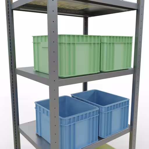Figuur nr. 15 van het artikel basisrek, legbord, insteeksysteem MULTIplus250, 2000 x 750 x 600 mm, 5 legborden, lengtestangen, verzinkt uit de insteeksysteem productgroep van Schulte Lagertechnik.