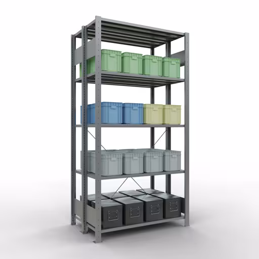 Afbeelding nr. 16 van het artikel basisplank, dubbele plank, legbord, insteeksysteem MULTIplus150, 2000 x 1000 x (2x300) mm, 2x5 legborden, kruisschoor, verzinkt uit de productgroep legborden van Schulte Lagertechnik