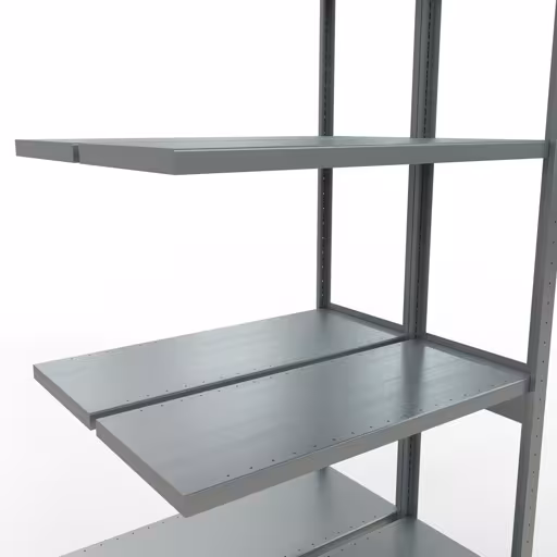 Extra afbeelding van het artikel Aanbouwplank, dubbele plank, legplank-insteeksysteem MULTIplus250, 3000 x 1000 x (2x400) mm, 2x7 legborden, lengtestangen, verzinkt uit dubbele legborden
