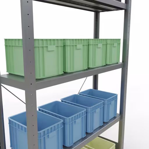 Extra afbeelding van het artikel Basisplank, legplank, insteeksysteem MULTIplus330, 2000 x 1000 x 300 mm (HxBxD), 5 legborden, kruisschoor, verzinkt vanaf basisplank