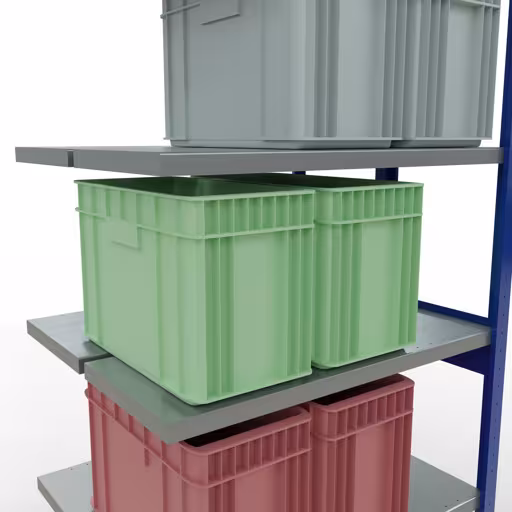 Aanbouwrekken, dubbele rekken, rekkensysteem MULTIplus250, 2500 x 1000 x (2x400) mm, 2x6 planken, lengtestangen, RAL 5010 gentiaanblauw van Schulte Lagertechnik uit de categorie rekken