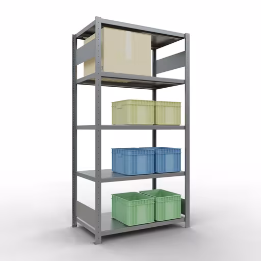 Figuur nr. 13 van het artikel basisrek, legbord, insteeksysteem MULTIplus250, 2000 x 1000 x 600 mm, 5 legborden, lengtestangen, verzinkt uit de insteeksysteem productgroep van Schulte Lagertechnik.