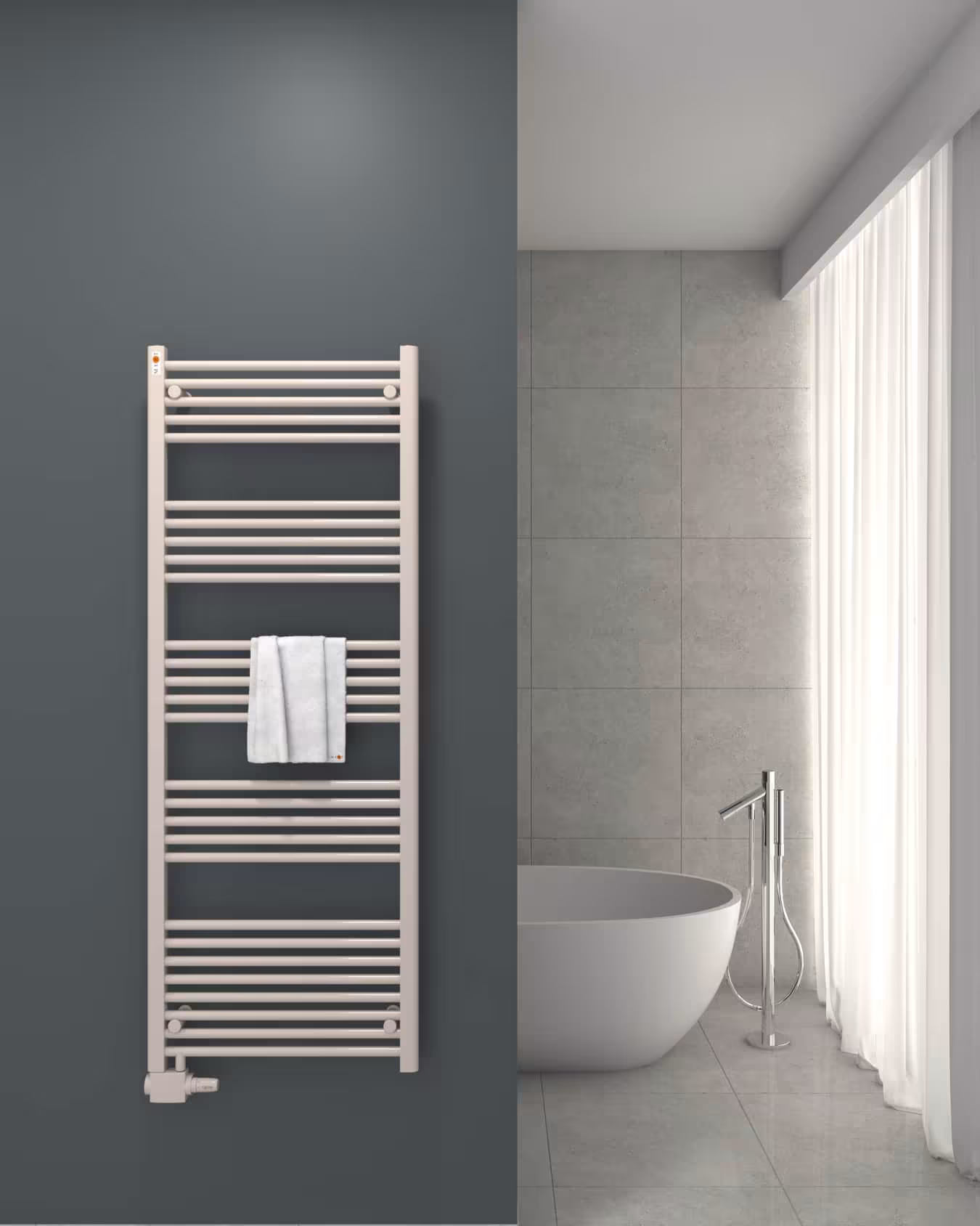 MERT vervangende badkamerradiator wit recht, versprongen middenaansluiting links of rechts onder, vervangende radiator, art.nr. 1-60x160-AU-50