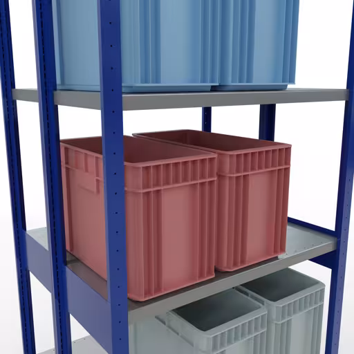 Productafbeelding nr. 11 van het artikel basisplank, dubbele plank, legbord insteeksysteem MULTIplus250, 3000 x 1000 x (2x400) mm, 2x7 legborden, RAL 5010 gentiaanblauw uit het assortiment legborden van het merk Schulte Lagertechnik
